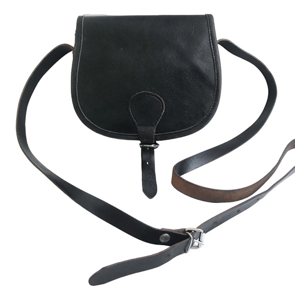 Vintage Leather Handbags - Vintage Mini All Leather Dark Green Crossbody Bag